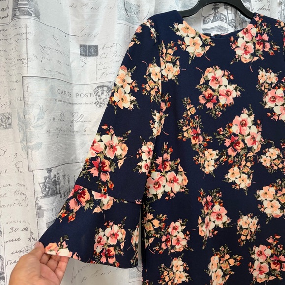 Preston & York Dark Blue Floral Long Sleeve Dress - Picture 2 of 5